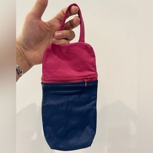 Barbie Pink Blue Vintage Leather Bag Pencil Case Vanity Makeup Brush Bottle Tote